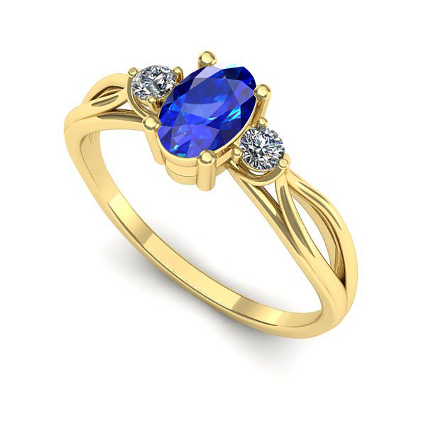 Inel de logodna din aur galben cu safir