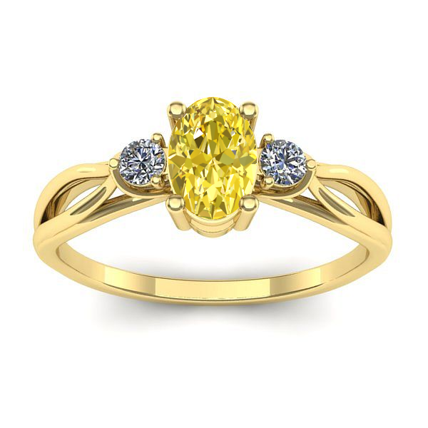 Inel logodna cu safir galben oval