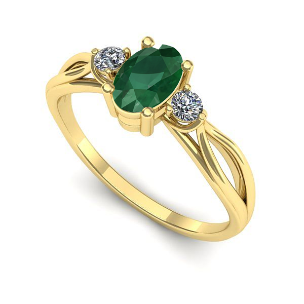 Inel de logodna din aur galben cu smarald