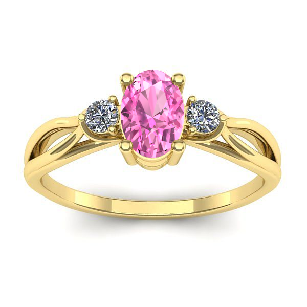 Inel logodna cu safir roz oval