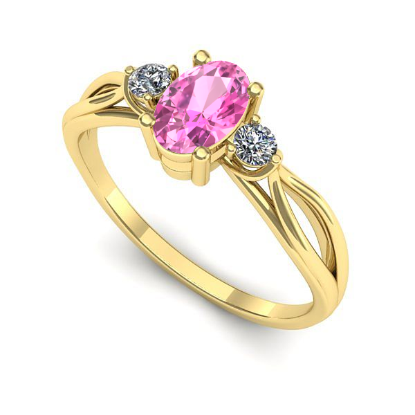 Inel din aur galben cu safir roz