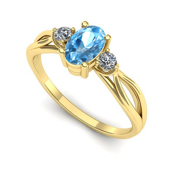 Inel de logodna din aur galben cu topaz blue