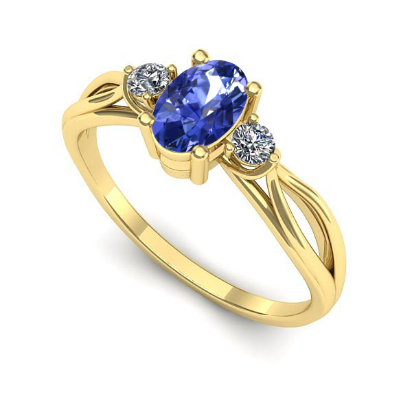 Inel de logodna din aur galben cu tanzanit