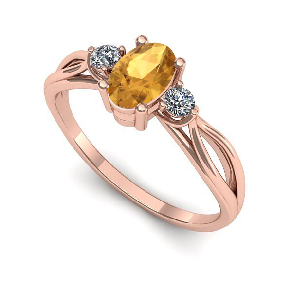 Inel logodna din aur roz cu citrin