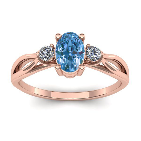 Inel cu diamant de laborator albastru oval