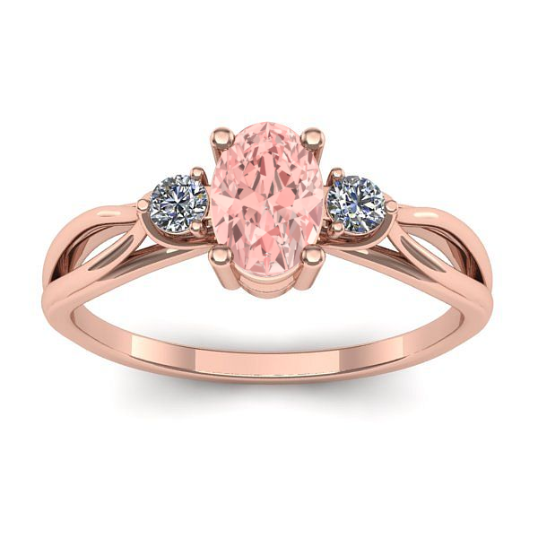 Inel cu diamant de laborator roz oval