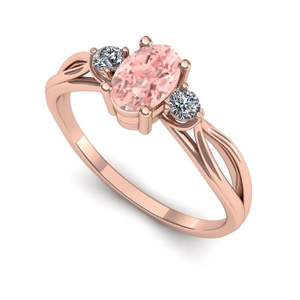 Inel din aur roz cu diamant de laborator roz