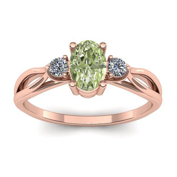 Inel de logodna cu diamant de laborator verde oval
