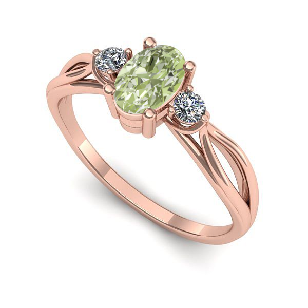 Inel de logodna din aur roz cu diamant de laborator verde