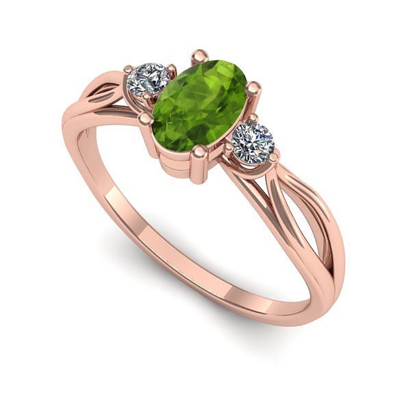 Inel de logodna din aur roz cu peridot