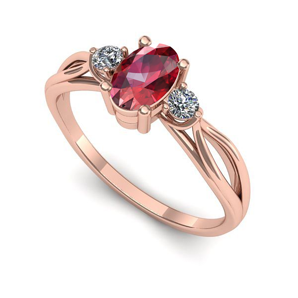Inel logodna din aur roz cu rubin
