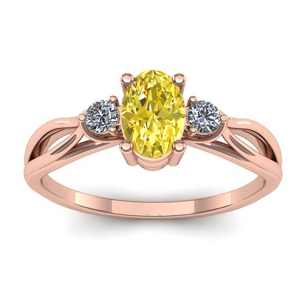 Inel cu safir galben oval