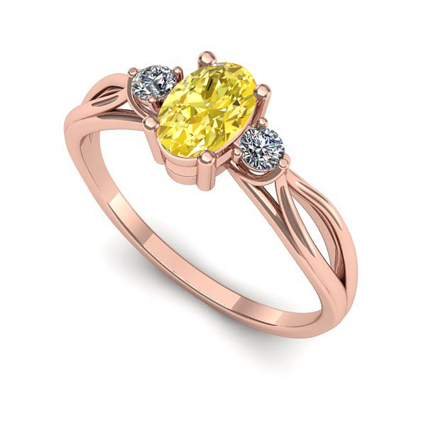 Inel din aur roz cu safir galben