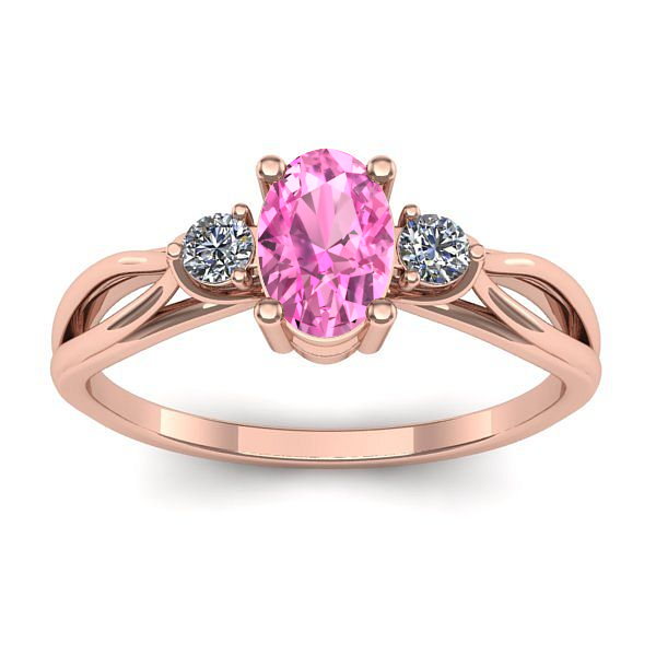 Inel cu safir roz oval