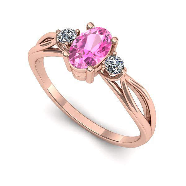 Inel logodna din aur roz cu safir roz