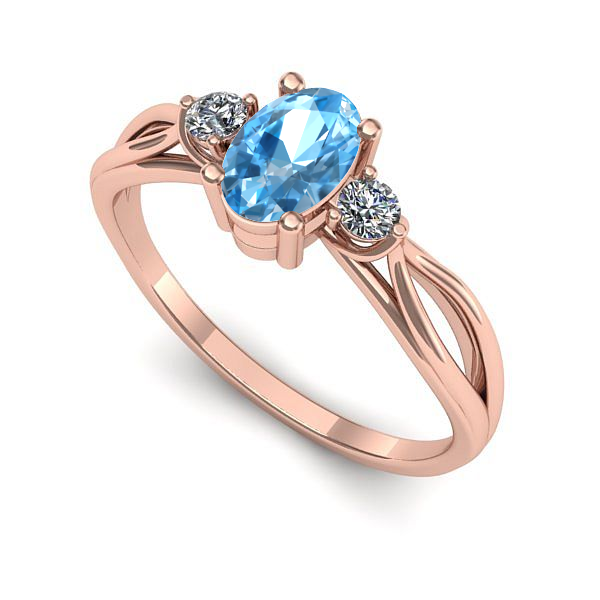 Inel din aur roz cu topaz blue