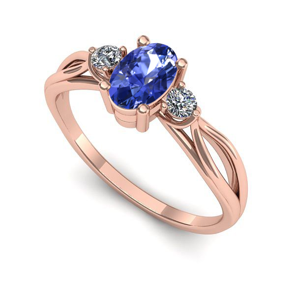 Inel din aur roz cu tanzanit