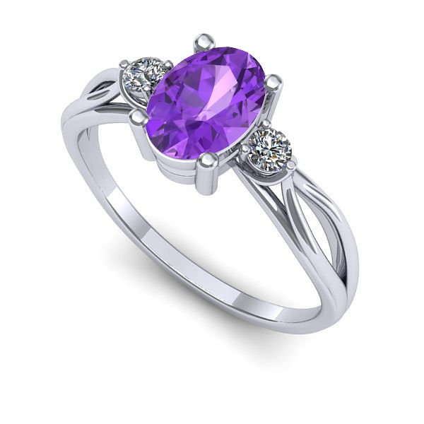 Inel logodna din aur alb cu ametist