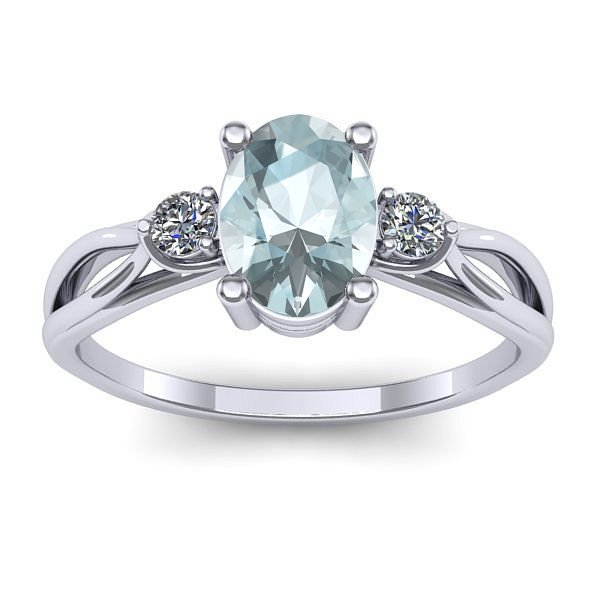 Inel logodna cu aquamarin oval