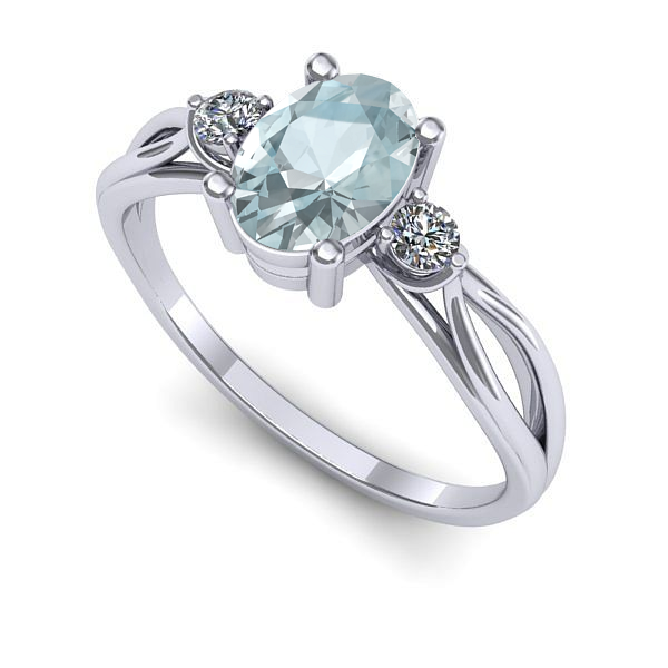 Inel de logodna din aur alb cu aquamarin