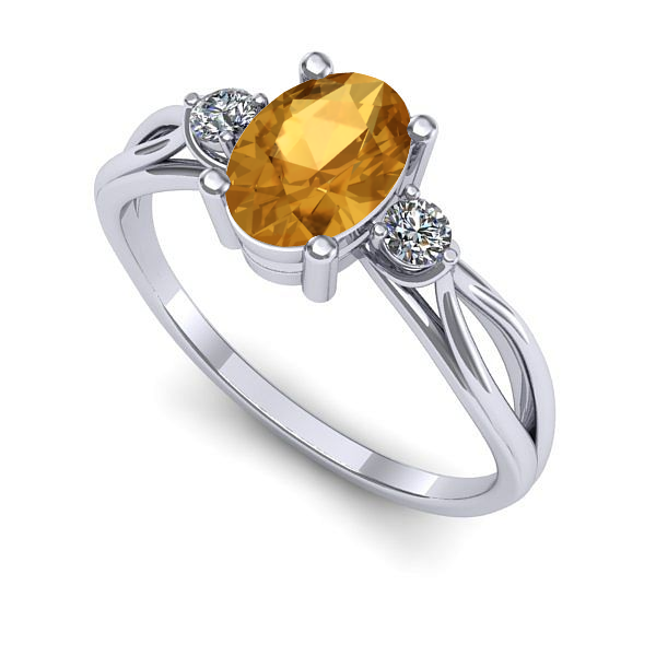 Inel logodna din aur alb cu citrin