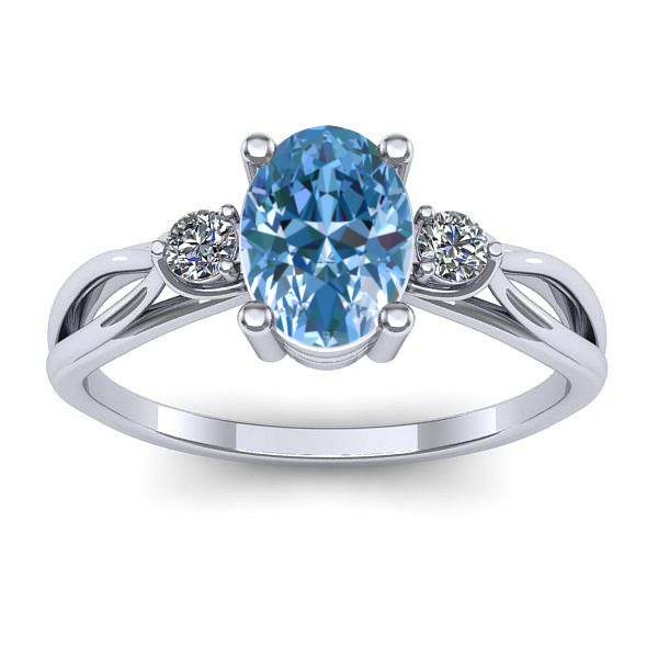 Inel logodna cu diamant de laborator albastru oval