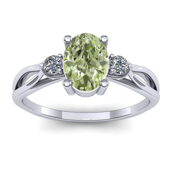 Inel cu diamant de laborator verde oval