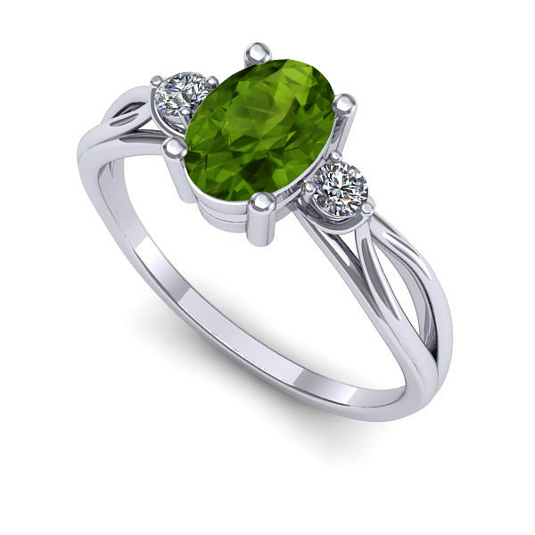 Inel logodna din aur alb cu peridot