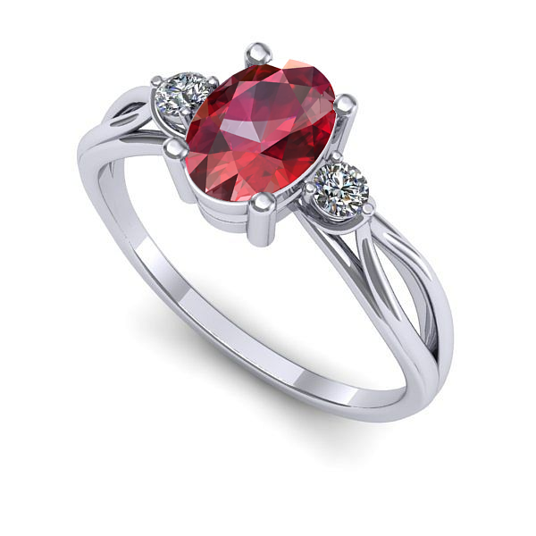 Inel din aur alb cu rubin