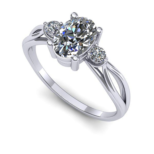 Inel de logodna din aur alb cu safir alb