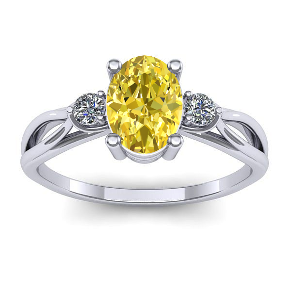 Inel de logodna cu safir galben oval