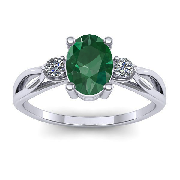 Inel de logodna cu smarald oval