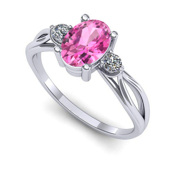 Inel logodna din aur alb cu safir roz