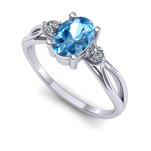 Inel logodna din aur alb cu topaz blue