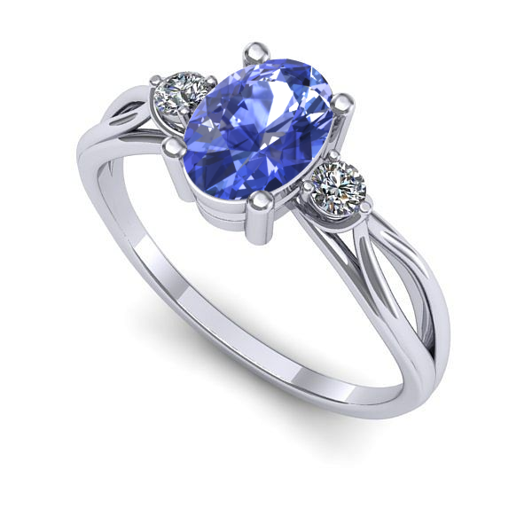 Inel de logodna din aur alb cu tanzanit
