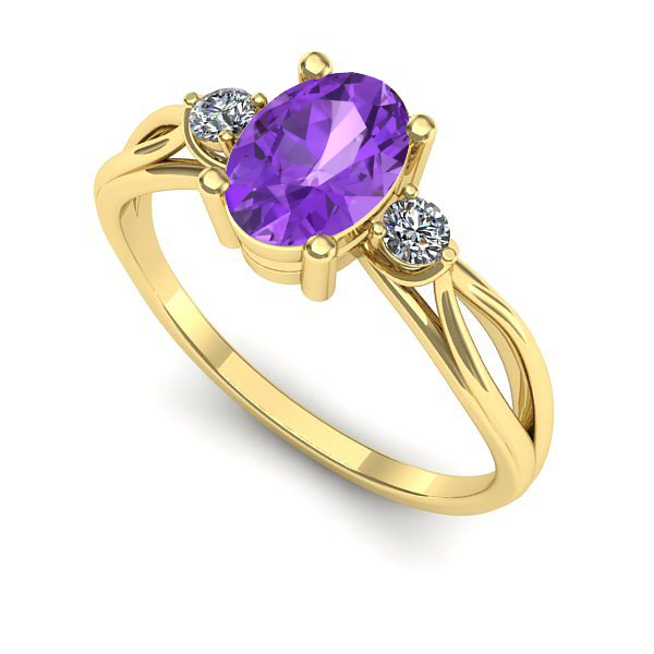 Inel de logodna din aur galben cu ametist