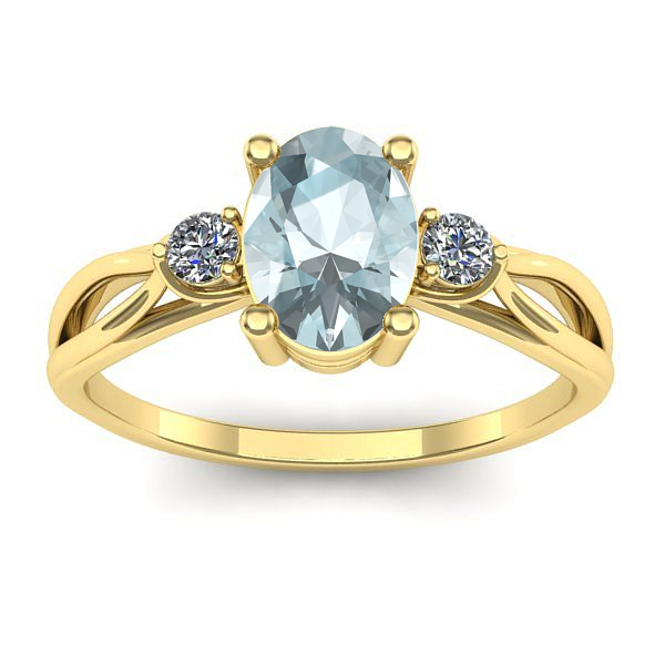 Inel de logodna cu aquamarin oval