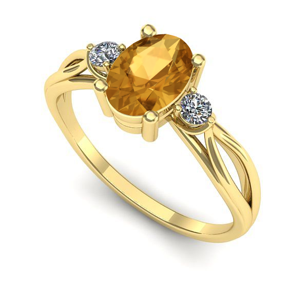 Inel de logodna din aur galben cu citrin