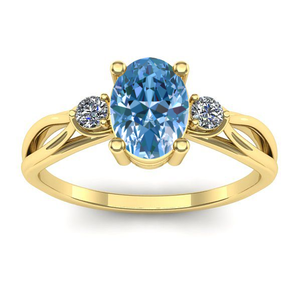 Inel cu diamant de laborator albastru oval