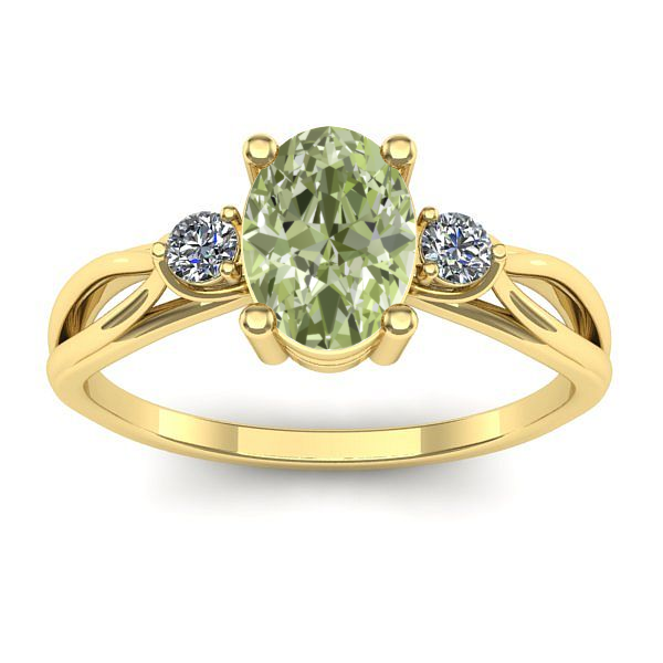 Inel cu diamant de laborator verde oval