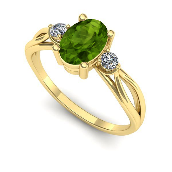 Inel de logodna din aur galben cu peridot