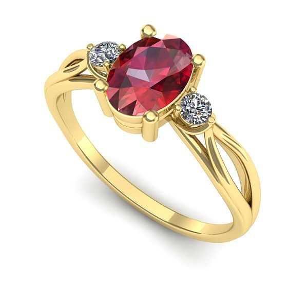 Inel din aur galben cu rubin