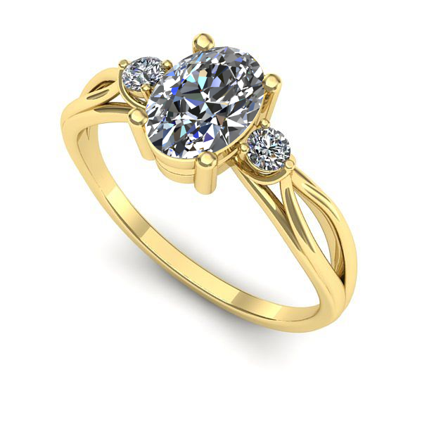 Inel de logodna din aur galben cu safir alb