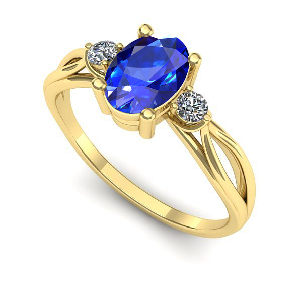 Inel logodna din aur galben cu safir