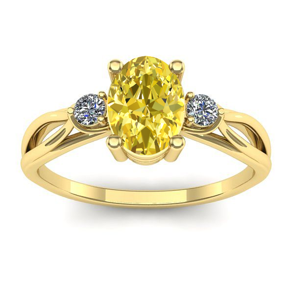 Inel cu safir galben oval