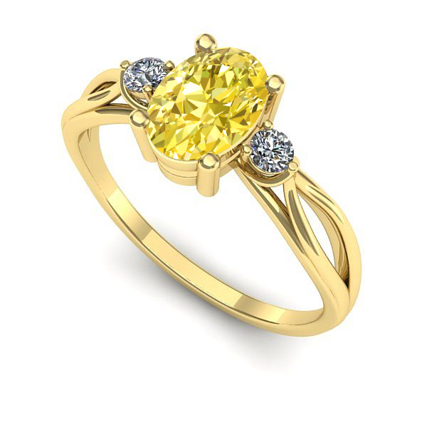 Inel logodna din aur galben cu safir galben