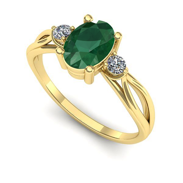 Inel de logodna din aur galben cu smarald