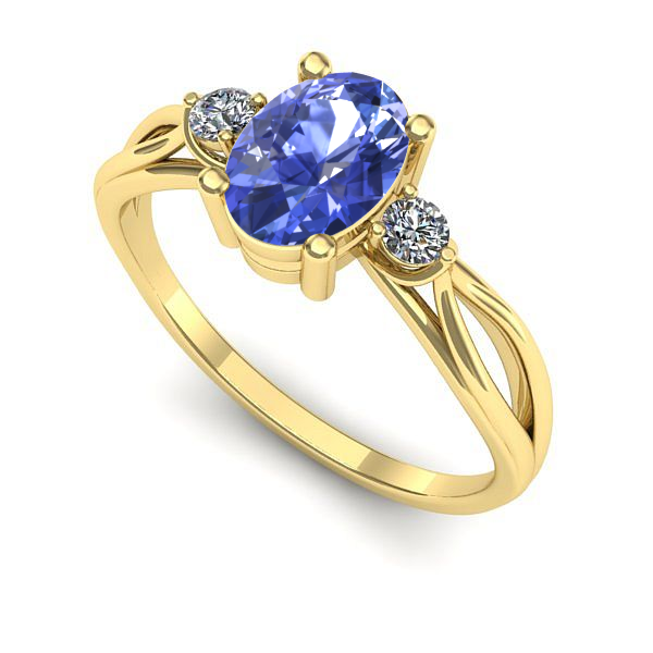 Inel logodna din aur galben cu tanzanit