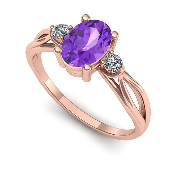 Inel din aur roz cu ametist