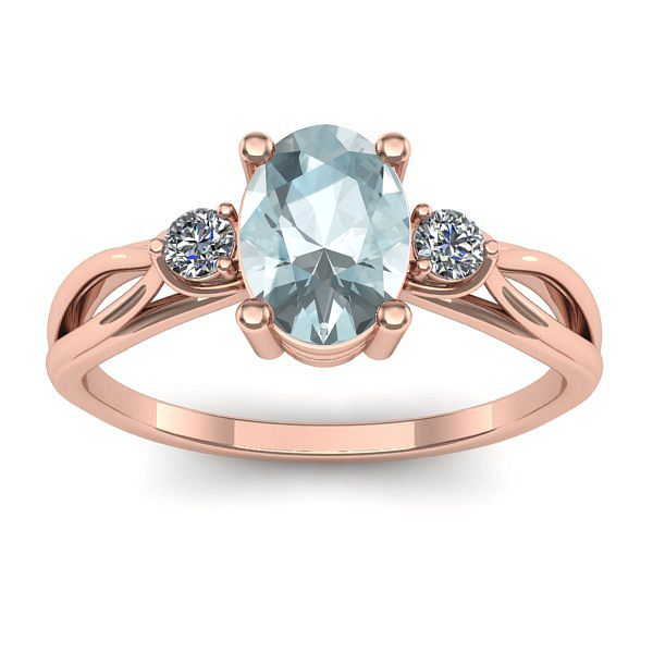 Inel cu aquamarin oval